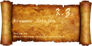 Kremmer Zulejka névjegykártya